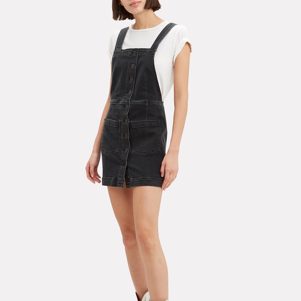 3x1 Rose Black Denim Overalls Jumper Size L
